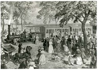 Opening of Canada’s first railroad starting from Laprairie, Que. The Champlain and St. Lawrence Railroad between Laprairie and St. John