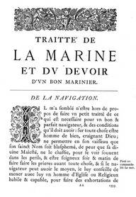 Traitté de la marine et du devoir d’un bon marinier