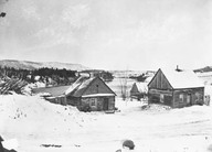 Maisons le long de la rivière Saint-Jean au nord-ouest du Nouveau-Brunswick