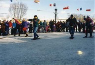 Course en raquette sur les Plaines lors du Carnaval d'hiver en 1991
