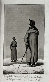One of the seminary boys at Quebec and a gentleman is his winter drefs.