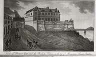 View of Prescot gate, and the bishop's palace, on the top of mountain street, Quebec.