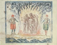 Représentation d'une scène d'Inquisition. In Brief discours, Providence, planche LX. 