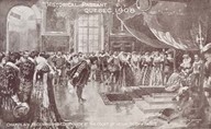 Champlain receiving his commission at the court of Henri IV of France