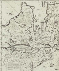 Carte de la Nouvelle France, augmentée depuis la dernière, servant à la navigation faicte en son vrai méridien, par le Sr de Champlain, 1632. 