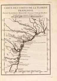 Carte des costes de la Floride Françoise, suivant les premières découvertes
In Histoire et description générale de la Nouvelle-France de Pierre-François-Xavier de Charlevoix, Paris, Didot, 1744
