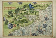Carte de Terre-Neuve et du fleuve Saint-Laurent 
In Cosmographie universelle selon les navigateurs, tant anciens que modernes, de Guillaume le Testu, Le Havre, 1556