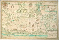 Carte du fort Rozalie des Natchez françois ou l'on voit la situation des Concessions et habitations telles qu'elles étaient avant le massacre arrivé le 29 novembre 1729 et le tout par la faute de celuy que la Compagnie des Indes avoit choisi pour y commender