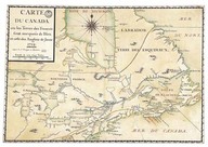 Carte du Canada ou les Terres des François sont marquées de Bleu et celle des Anglois de Jaune