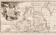 Nouvelle carte des endroits, où l'on a taché de decouvrir en 1746 & 1747 un passage par le nord-ouëst.
In Voyage à la baye de Hudson de Henry Ellis, Paris, Antoine Boudet, 1749