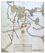 Carte contenant les nouvelles découvertes de l'ouest en Canada, mers, rivieres, lacs et nations qui y habittent en l'année 1737