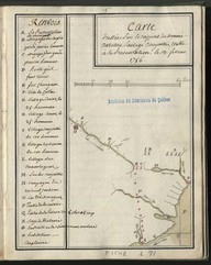 Carte dressée sur le rapport de Onouatary, sauvage Oneyoutte, établie à la présentation le 13 février 1756
In Journal de la campagne d'hiver de Joseph Gaspard Chaussegros de Léry, 1756