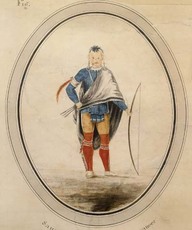 Sauvage de la nation des Shawanoes dessiné d'après nature au pays des illinois, dessin tiré de la Carte generale du cours de la riviere de l'Ohio, par Joseph Warin, après 1796