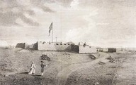 A North West view of Prince of Wales's Fort  in Hudson's Bay 
In Journey from Princes of Wales's Fort in Hudson Bay to the Northern Ocean, de Samuel Hearne, Londres, A. Strahan and T. Cadell, 1795
