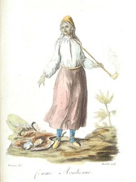 Femme acadienne
In Costumes civils actuels de tous les peuples connus de Sylvain Maréchal, Paris, Pavard, 1788, vol. 5