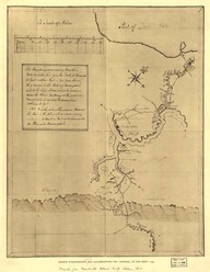 Carte de la vallée de l'Ohio
In Journal to the Ohio, 1754.
Fac-similé tiré de Collections of the Massachusetts Historical Society (vol. 61) d'un original conservé au Public Record Office (Londres)