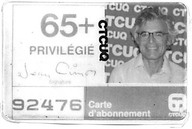 Carte d'abonnement de l'ancienne Commission de transport de la Communauté urbaine de Québec (CTCUQ) 