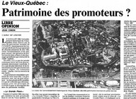 Le Vieux-Québec : Patrimoine des promoteurs ?