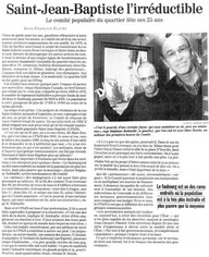 Saint-Jean-Baptiste l'irréductible, le comité populaire du quartier fête ses 25 ans. 
In Le Soleil, 11 novembre 2001