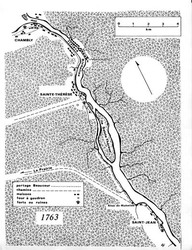 Carte situant les forts Chambly, Sainte-Thérèse et Saint-Jean