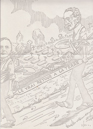 Caricature portant sur la politique du retour à la terre telle que pratiquée au Québec en 1931
