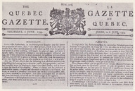 Aperçu de la page frontispice de La Gazette de Québec/The Quebec Gazette, publié le 6 juin 1799