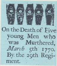 Pamphlet distribué après le Massacre de Boston en 1770