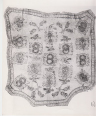 Peau de bison peinte. Manteau de peau orné de peintures représentant des oiseaux et des fleurs.