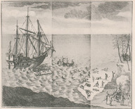 Naufrage du «Pélican» et fuite de l'équipage vers la rive après la bataille de la Baie d'Hudson