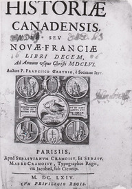 Page titre du livre «Historiae canadensis sev Novae-Francia Libri Decem...»