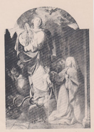 Ex-voto à la Vierge Martie peint par le Frère Luc pour l'église de Trois-Rivières.
