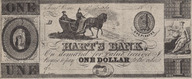 Fac-similé d'un billet émis par la Hart's Bank au 19e siècle valant un dollar