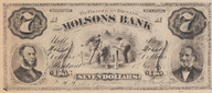 Billet émis par la Molsons Bank valant sept dollars