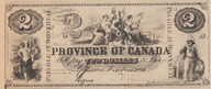 Billet de la province du Canada en usage dans le Bas-Canada avant la Confédération