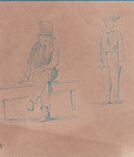 partie d'une illustration représentant des voyageurs canadiens accompagnant le capitaine John Franklin lors d'une expédition entre le Fort William et Montréal en 1827