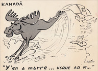 Caricature: Kanadâ «Y'en a marre... usque ad m...»