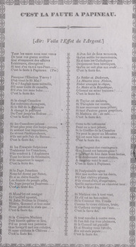 Paroles de la chanson intitulée «C'est la faute à Papineau»