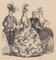 Costumes de Marie-Antoinette, du comte et de la comtesse de Provence, et du comte d'Artois, au bal de la cour lors du carnaval de 1785