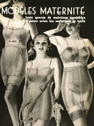 Publicité de gaines et de corsets de maternité