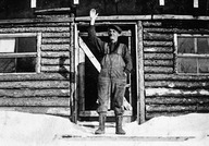 Théodore Beaudry au camp de bûcherons d'André Loyer, au crique du Lac St-Ignace, à Saint-Michel-des-Saints