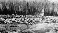 Dynamitage d'une «jam» sur la rivière Matawin