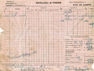 État de compte de la compagnie Groleau & Frère 