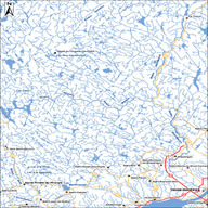 Carte géographique de la Mauricie où l'on trouvait plusieurs camps de bûcherons