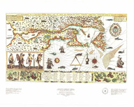 Plantes sur la carte de la Nouvelle-France de Samuel de Champlain