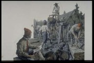 Artisans en train de construire un bâtiment