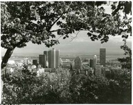 Montréal vue du sommet du mont Royal. Au centre, le Saint-Laurent.