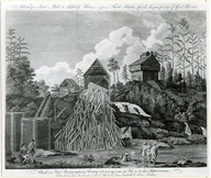 A view of a saw mill & block house upon fort Anne Creek the property of General Skeene, which on Gen’ Burgoyne’s. Army advancing was set fire to by the Americans.