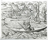 Ancien kayak
Illustration tirée de La découverte de l’Amérique du Nord, de Dionyse Settel, p. 221.