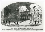 The house of Parliament, Montreal : taken while burning on the night of the 25th april, 1849; it having been fired by an outraged and Loyal British populace, three hours after the Governor General, the Earl of Elgin, gave his assent, in the Queen’s name, to the Bill for rewarding the Rebels.