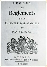 Règles et règlements de la Chambre d’Assemblée du Bas Canada.